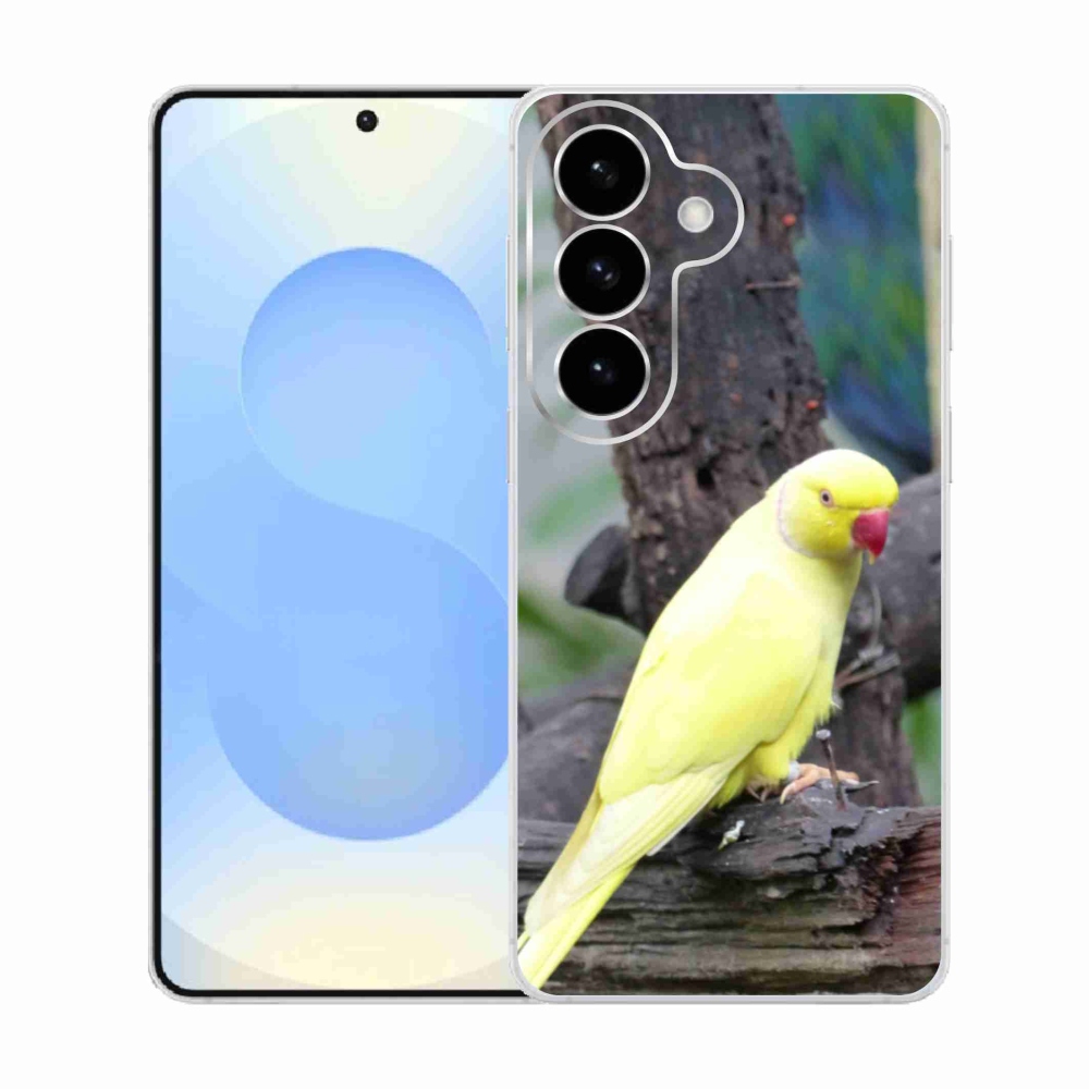 Gelový kryt mmCase na Samsung Galaxy S26  - papoušek alexandr žlutý