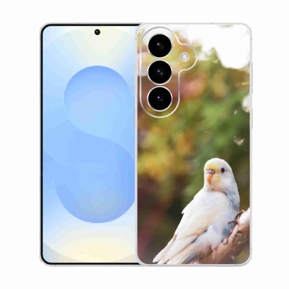Gelový kryt mmCase na Samsung Galaxy S26  - papoušek andulka bílá