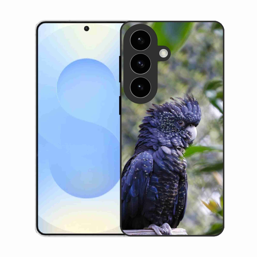 Gelový kryt mmCase na Samsung Galaxy S26 - papoušek kakadu černý