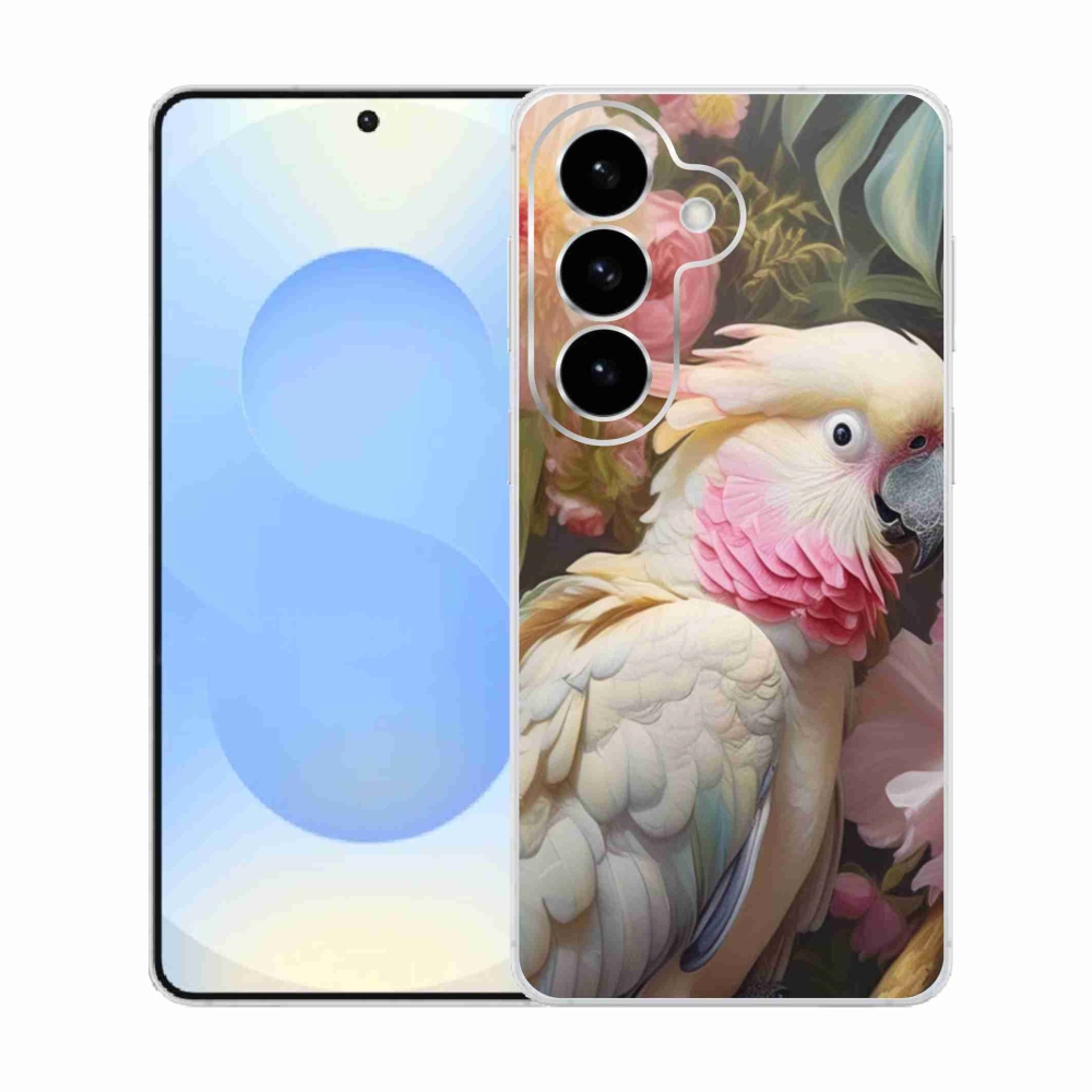 Gelový kryt mmCase na Samsung Galaxy S26  - papoušek kakadu růžový 2