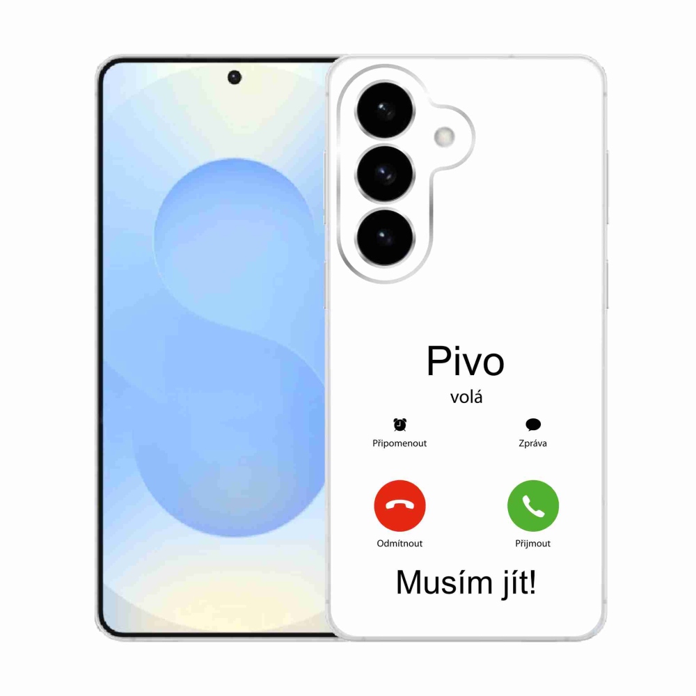 Gelový kryt mmCase na Samsung Galaxy S26  - pivo volá bílé pozadí