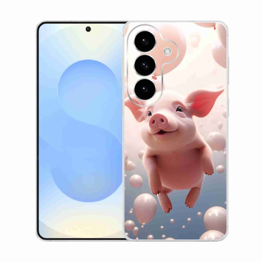 Gelový kryt mmCase na Samsung Galaxy S26  - prasátko s balónky