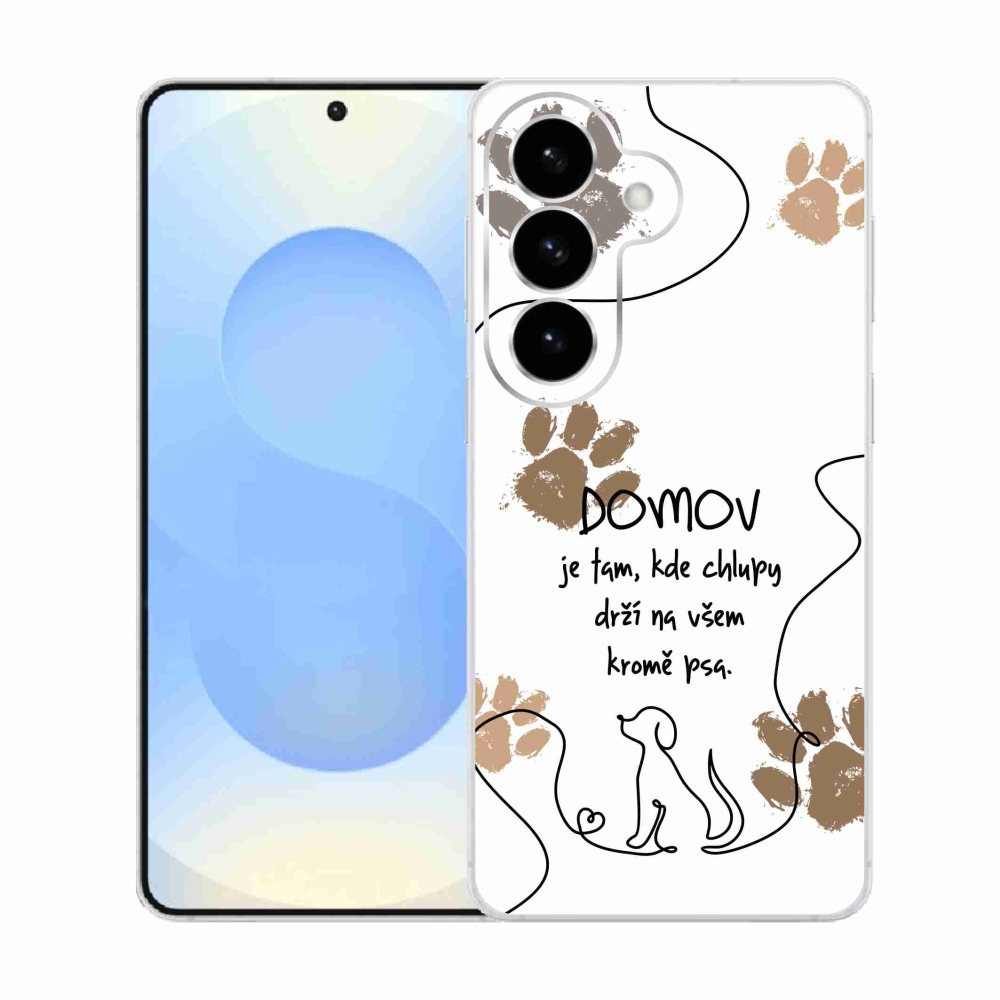 Gelový kryt mmCase na Samsung Galaxy S26  - psí motiv bílé pozadí