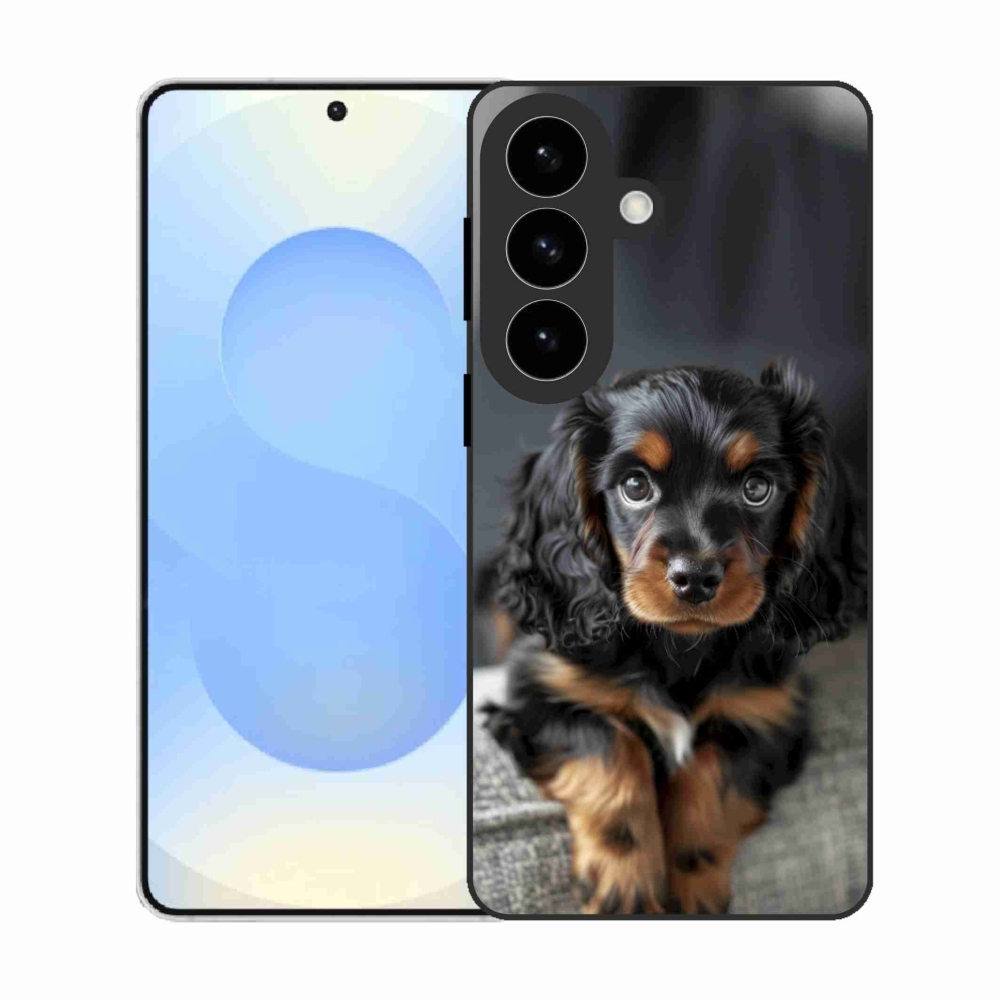 Gelový kryt mmCase na Samsung Galaxy S26 - roztomilý dlouhosrstý jezevčík