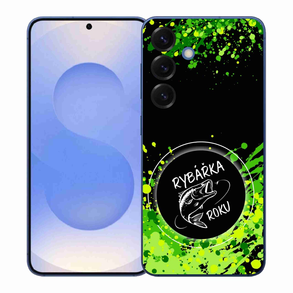 Gelový kryt mmCase na Samsung Galaxy S26+ - rybářka roku černé pozadí