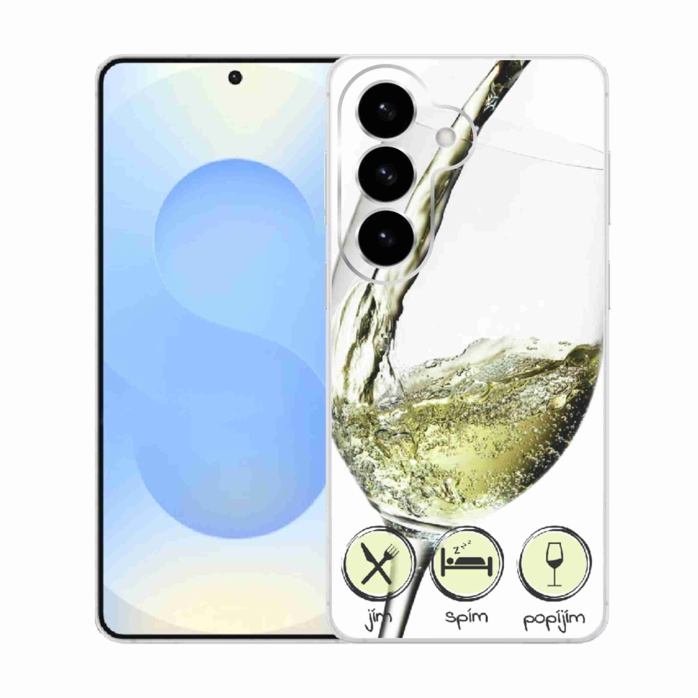 Gelový kryt mmCase na Samsung Galaxy S26  - sklenička vína bílé