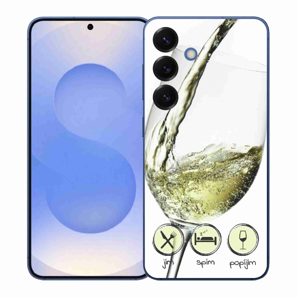 Gelový kryt mmCase na Samsung Galaxy S26+ - sklenička vína bílé