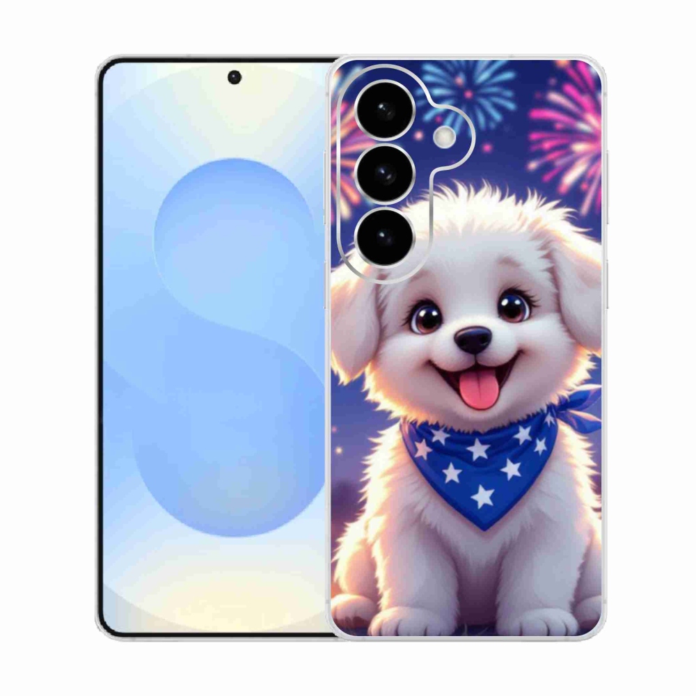 Gelový kryt mmCase na Samsung Galaxy S26  - slavnostní štěně