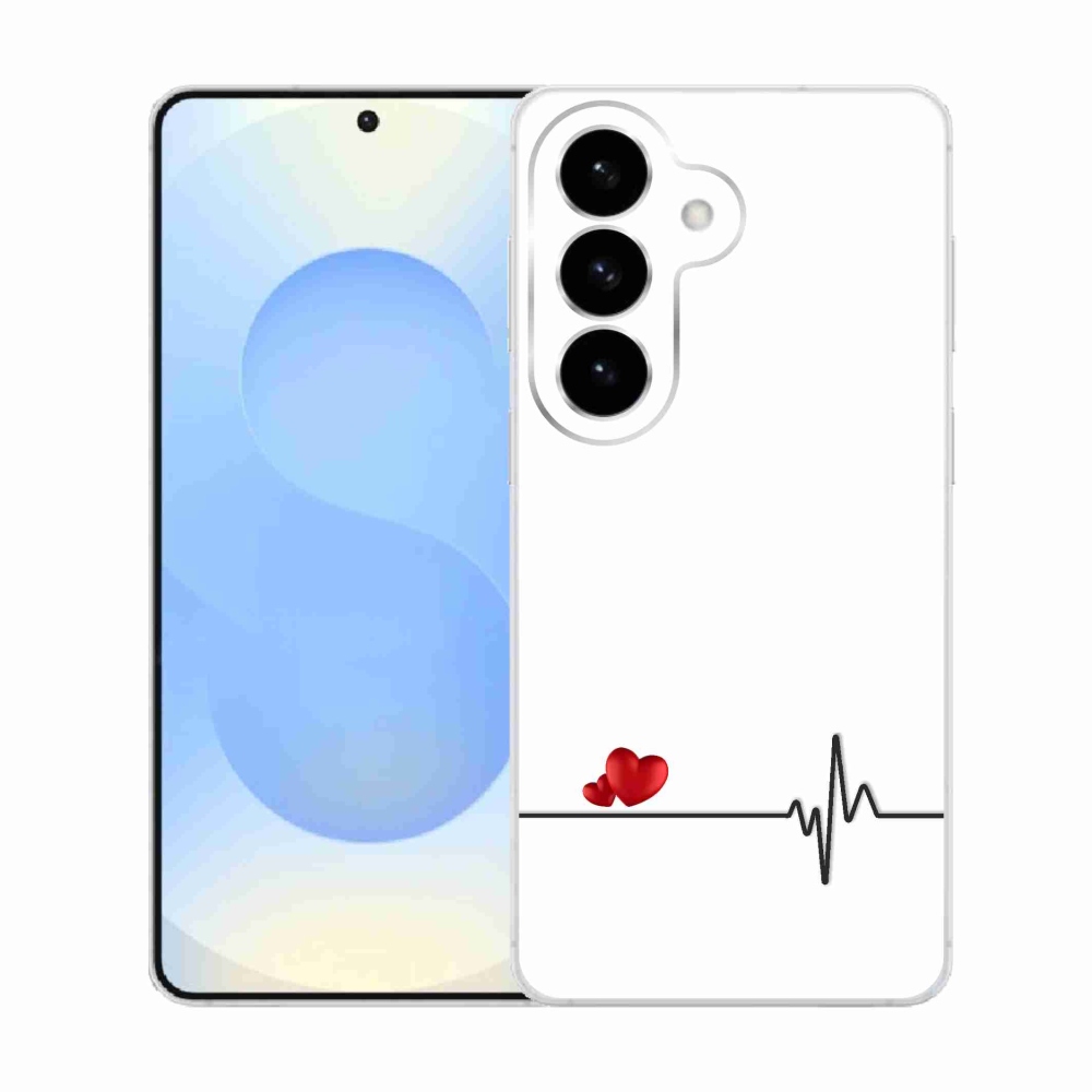 Gelový kryt mmCase na Samsung Galaxy S26  - srdce a tep bílé pozadí
