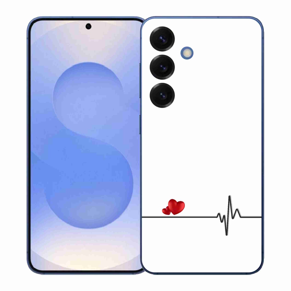 Gelový kryt mmCase na Samsung Galaxy S26+ - srdce a tep bílé pozadí