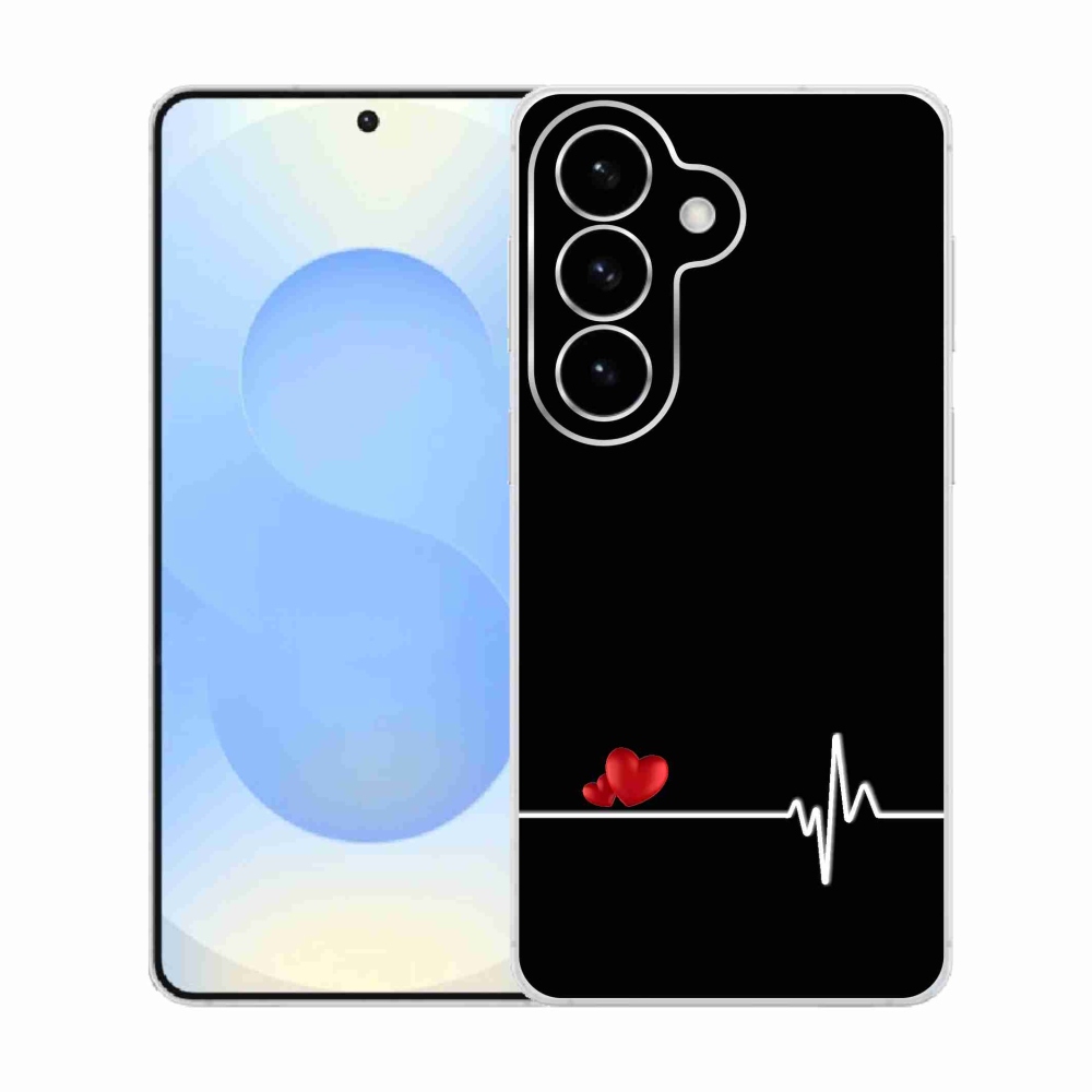 Gelový kryt mmCase na Samsung Galaxy S26  - srdce a tep černé pozadí