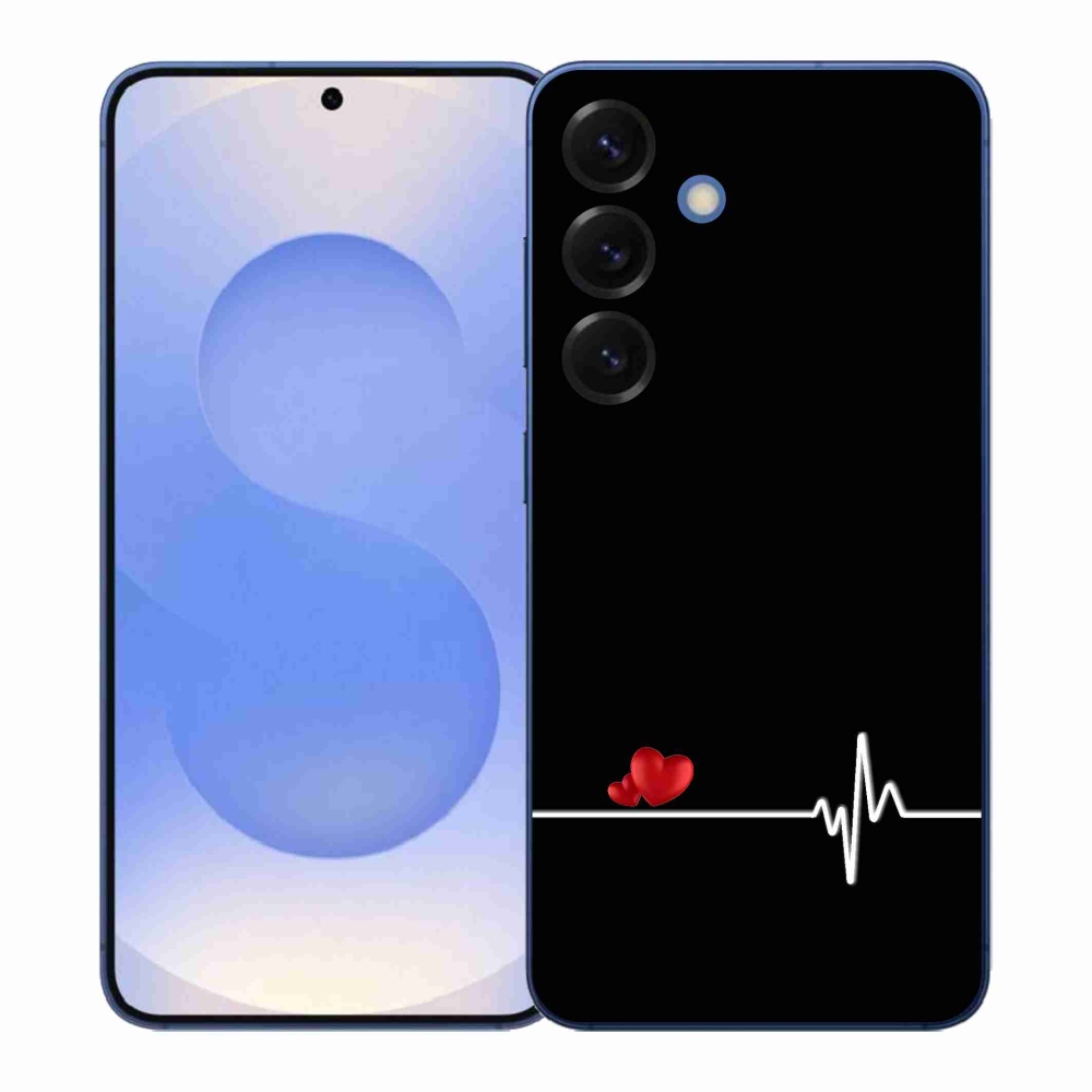 Gelový kryt mmCase na Samsung Galaxy S26+ - srdce a tep černé pozadí