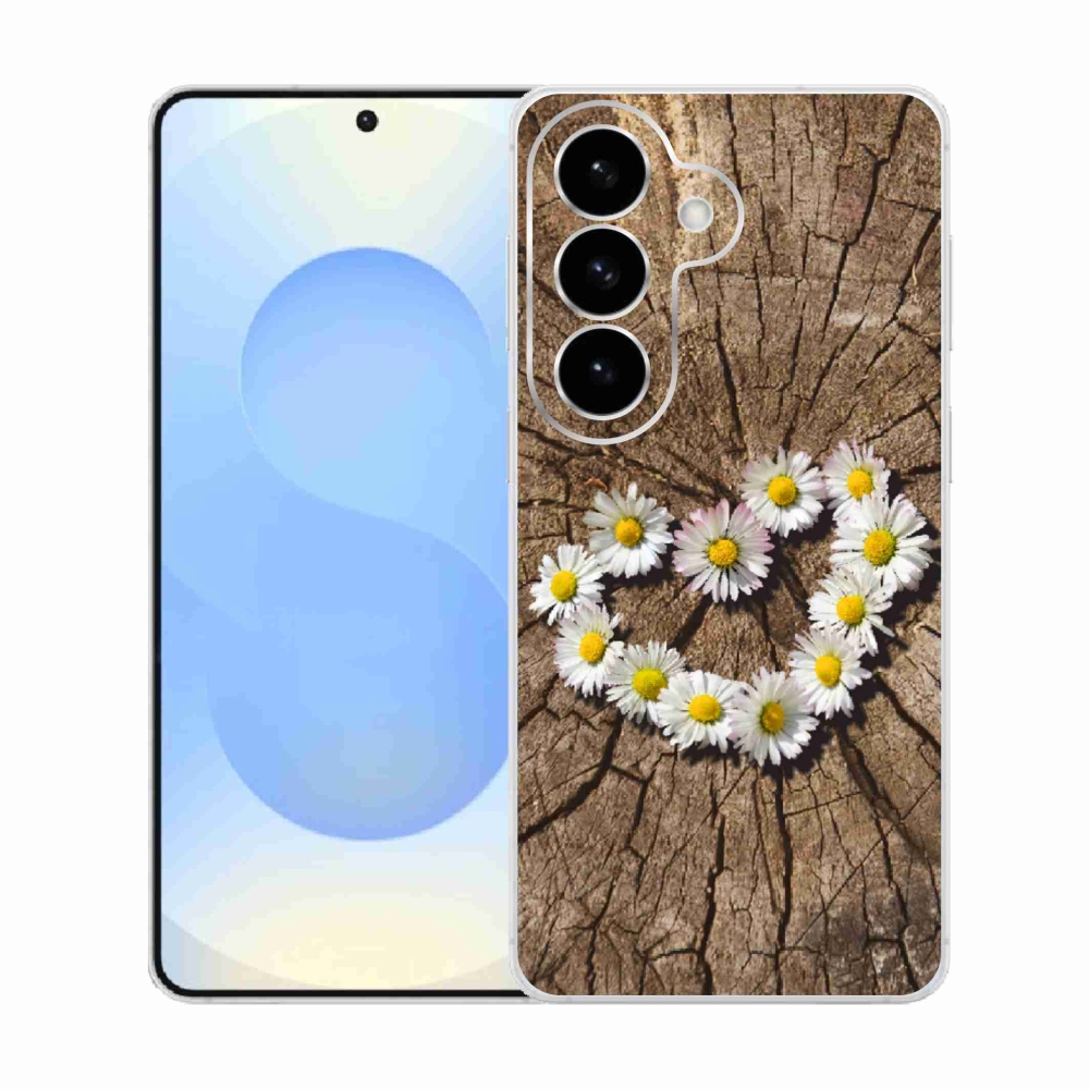 Gelový kryt mmCase na Samsung Galaxy S26  - srdce z kopretin