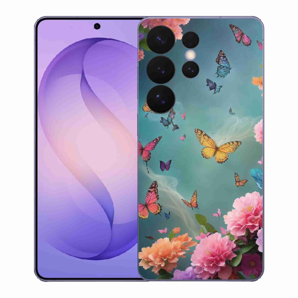 Gelový kryt mmCase na Samsung Galaxy S26 Ultra - barevné květy a motýli