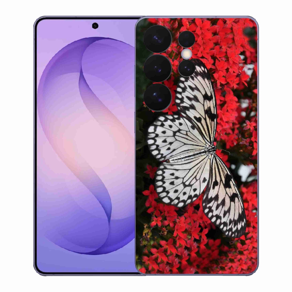 Gelový kryt mmCase na Samsung Galaxy S26 Ultra - černobílý motýl 1