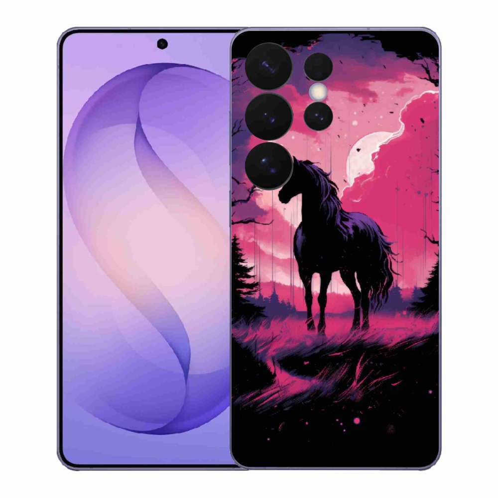 Gelový kryt mmCase na Samsung Galaxy S26 Ultra - černý kreslený kůň 1