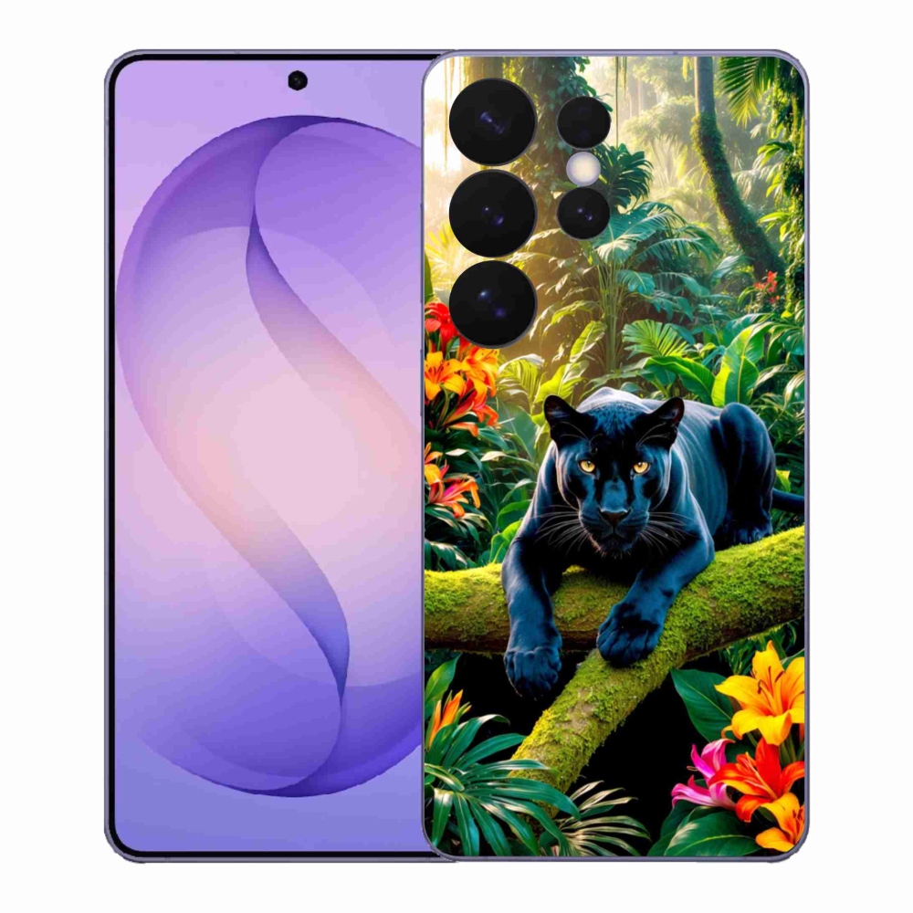 Gelový kryt mmCase na Samsung Galaxy S26 Ultra - černý panter v džungli