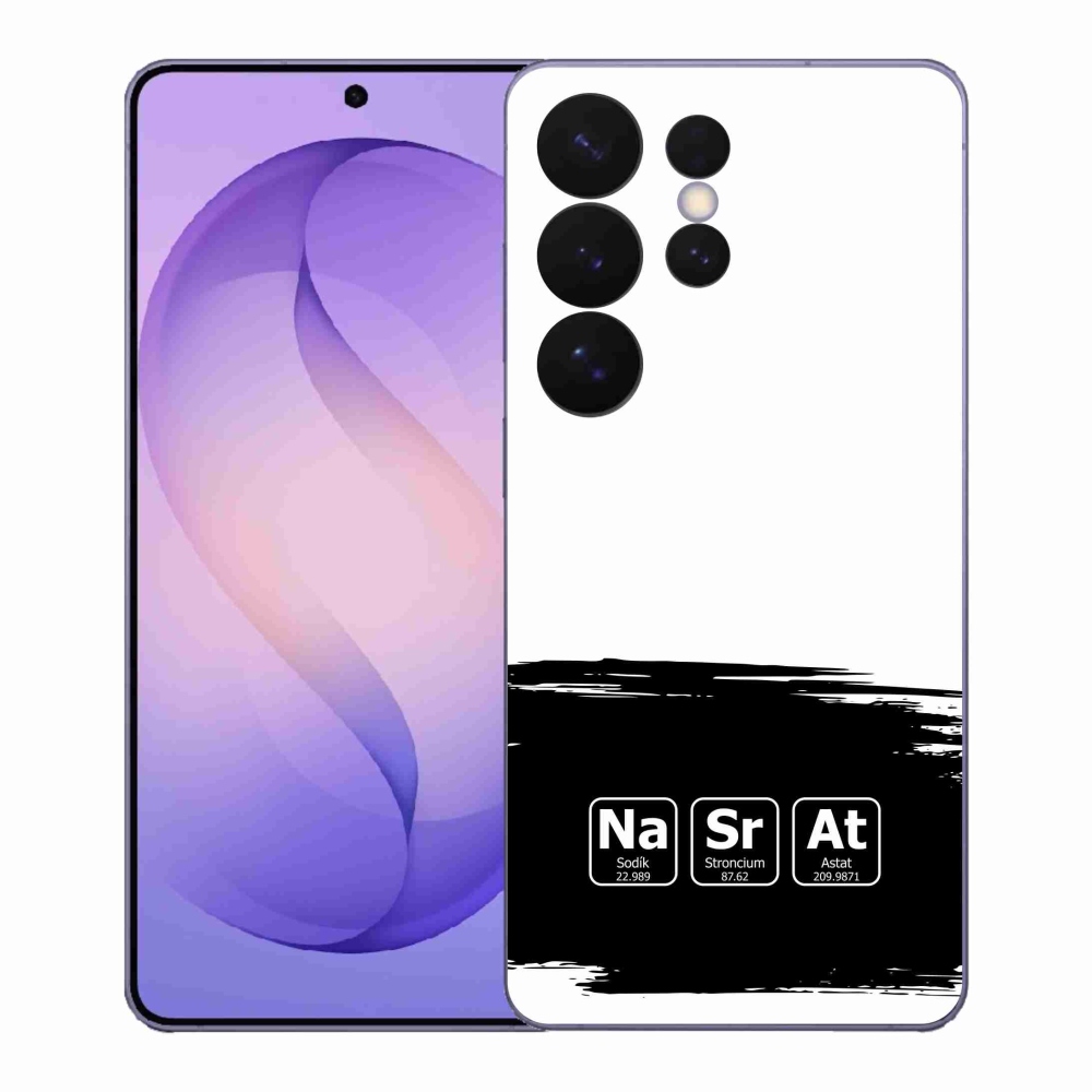 Gelový kryt mmCase na Samsung Galaxy S26 Ultra - chemické prvky černobílé pozadí