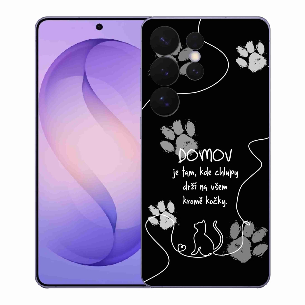 Gelový kryt mmCase na Samsung Galaxy S26 Ultra - kočičí motiv černé pozadí