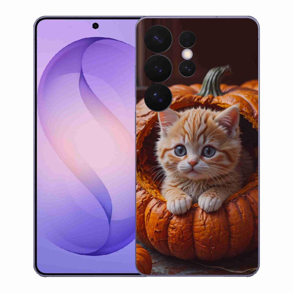 Gelový kryt mmCase na Samsung Galaxy S26 Ultra - kotě a dýně 2