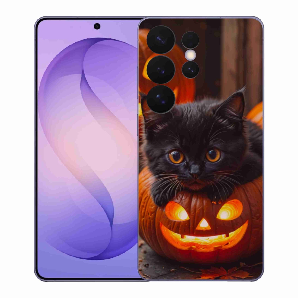 Gelový kryt mmCase na Samsung Galaxy S26 Ultra - kotě a dýně