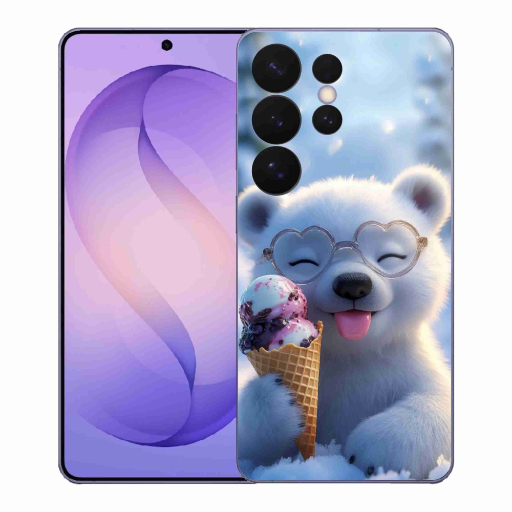 Gelový kryt mmCase na Samsung Galaxy S26 Ultra - medvídek se zmrzlinou