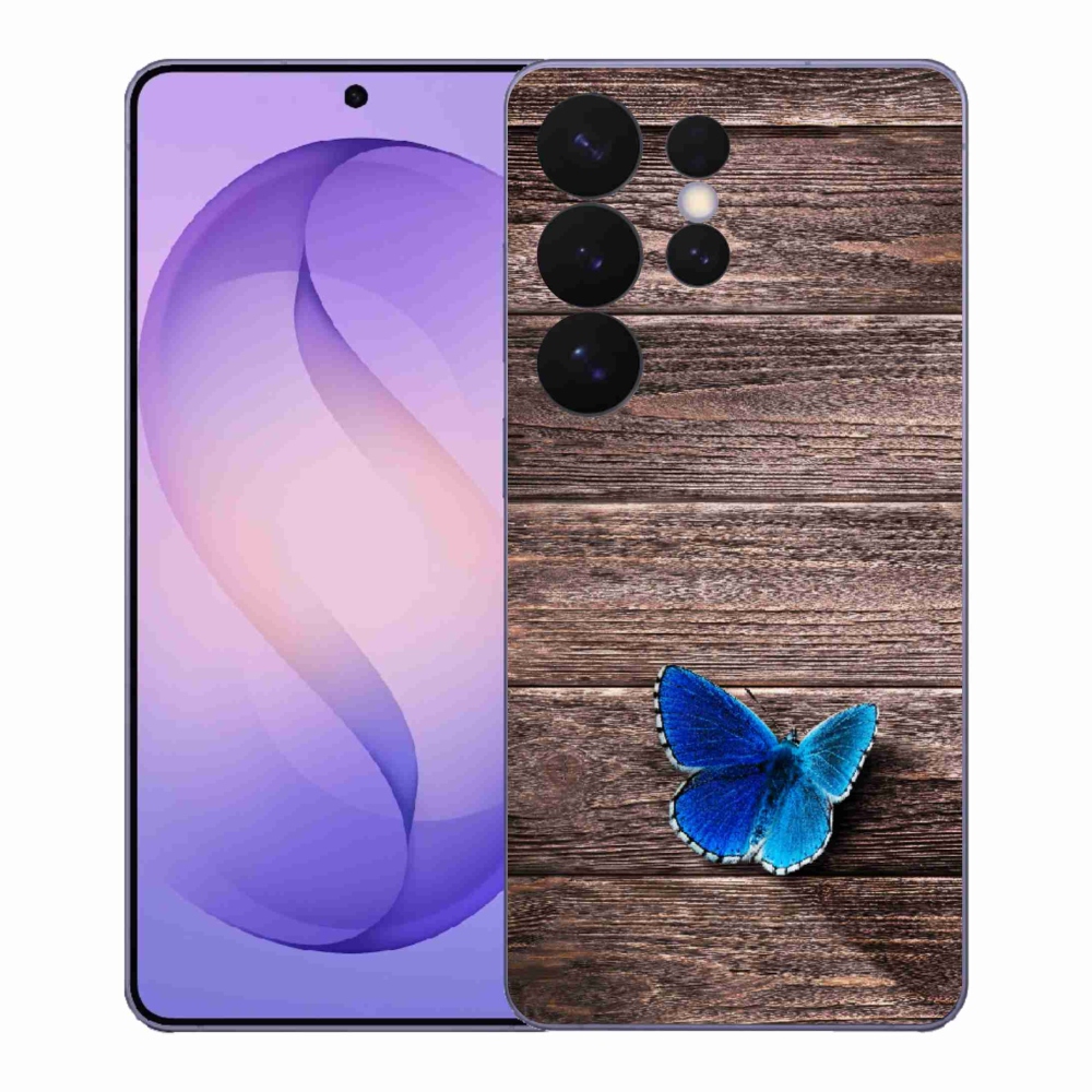 Gelový kryt mmCase na Samsung Galaxy S26 Ultra - modrý motýl 1