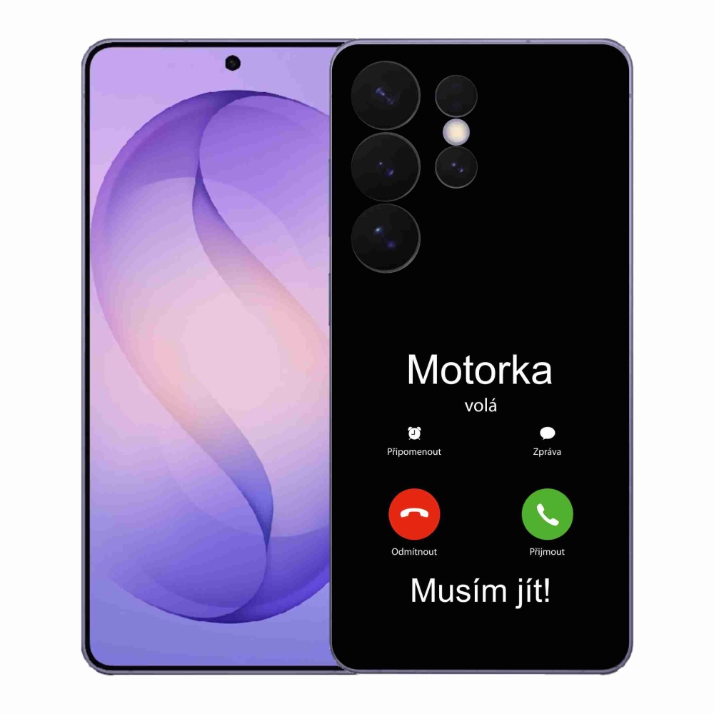 Gelový kryt mmCase na Samsung Galaxy S26 Ultra - motorka volá černé pozadí