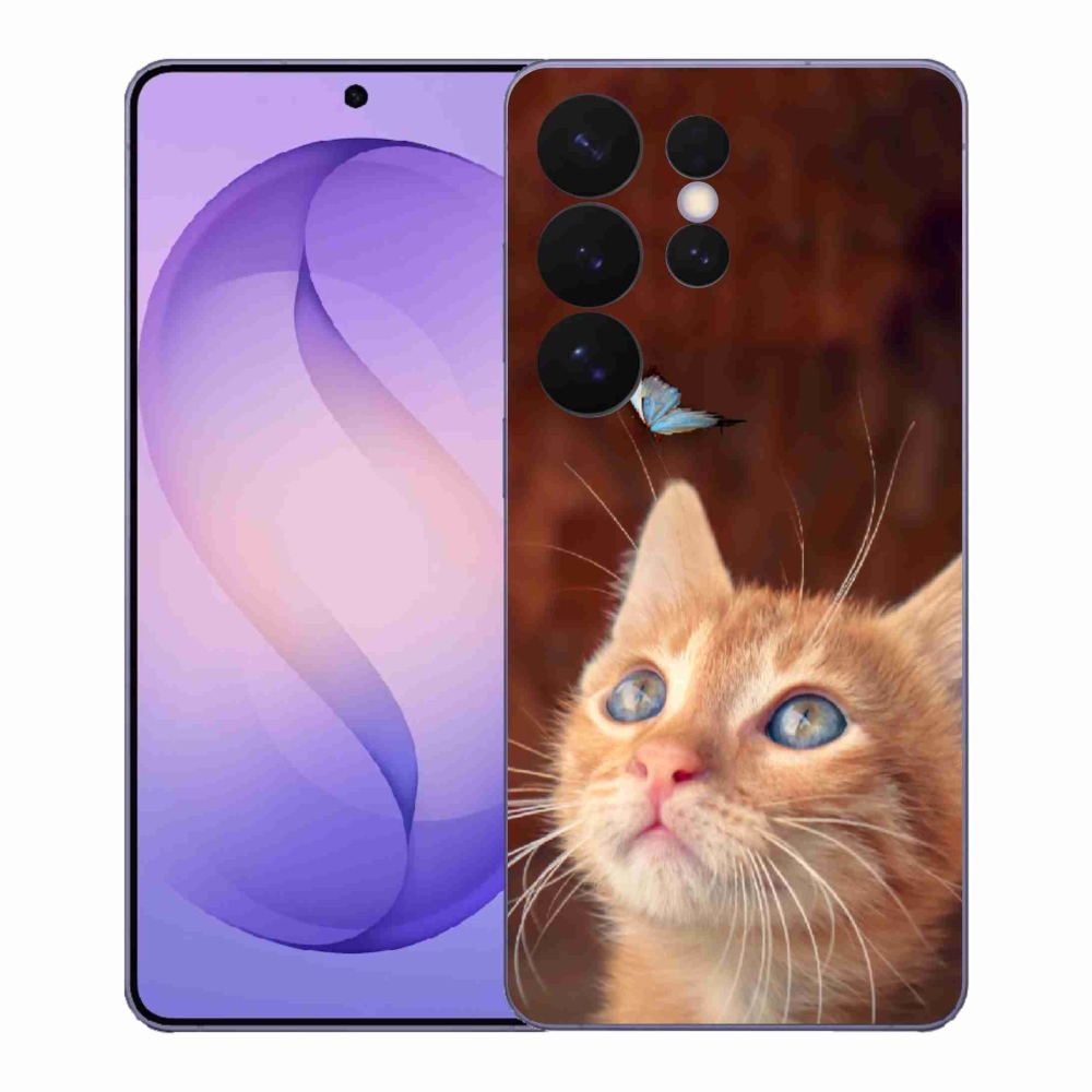 Gelový kryt mmCase na Samsung Galaxy S26 Ultra - motýl a kotě