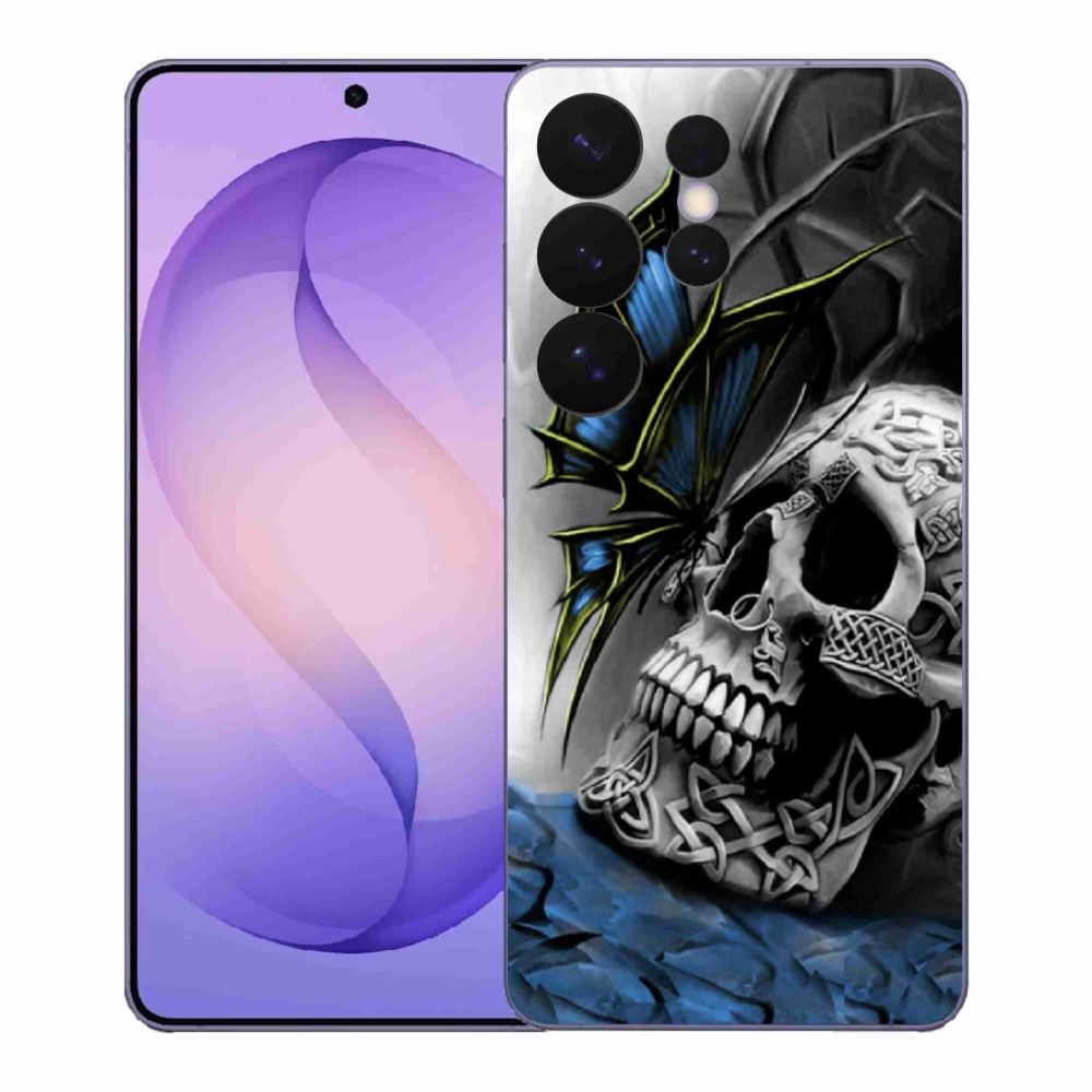 Gelový kryt mmCase na Samsung Galaxy S26 Ultra - motýl a lebka