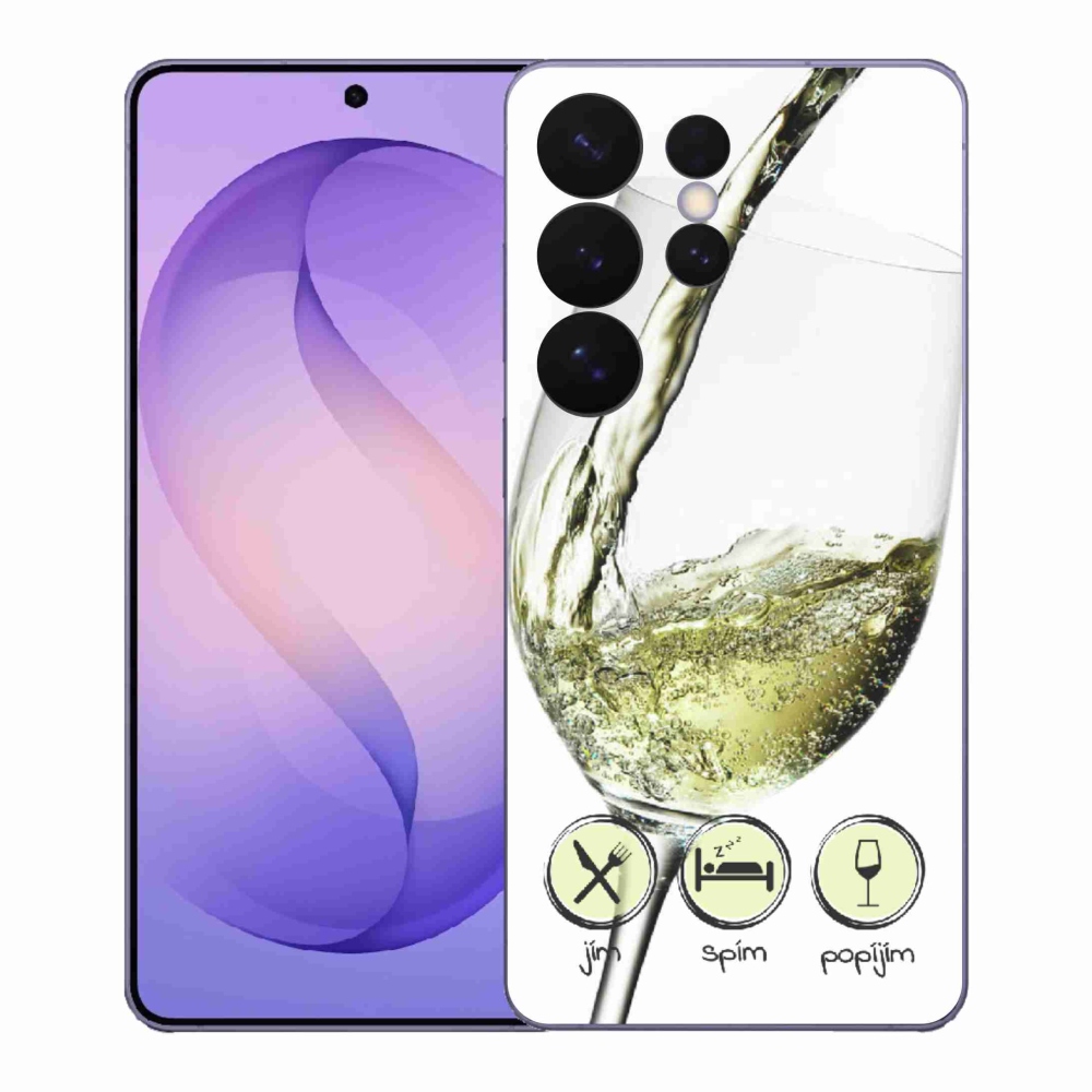 Gelový kryt mmCase na Samsung Galaxy S26 Ultra - sklenička vína bílé