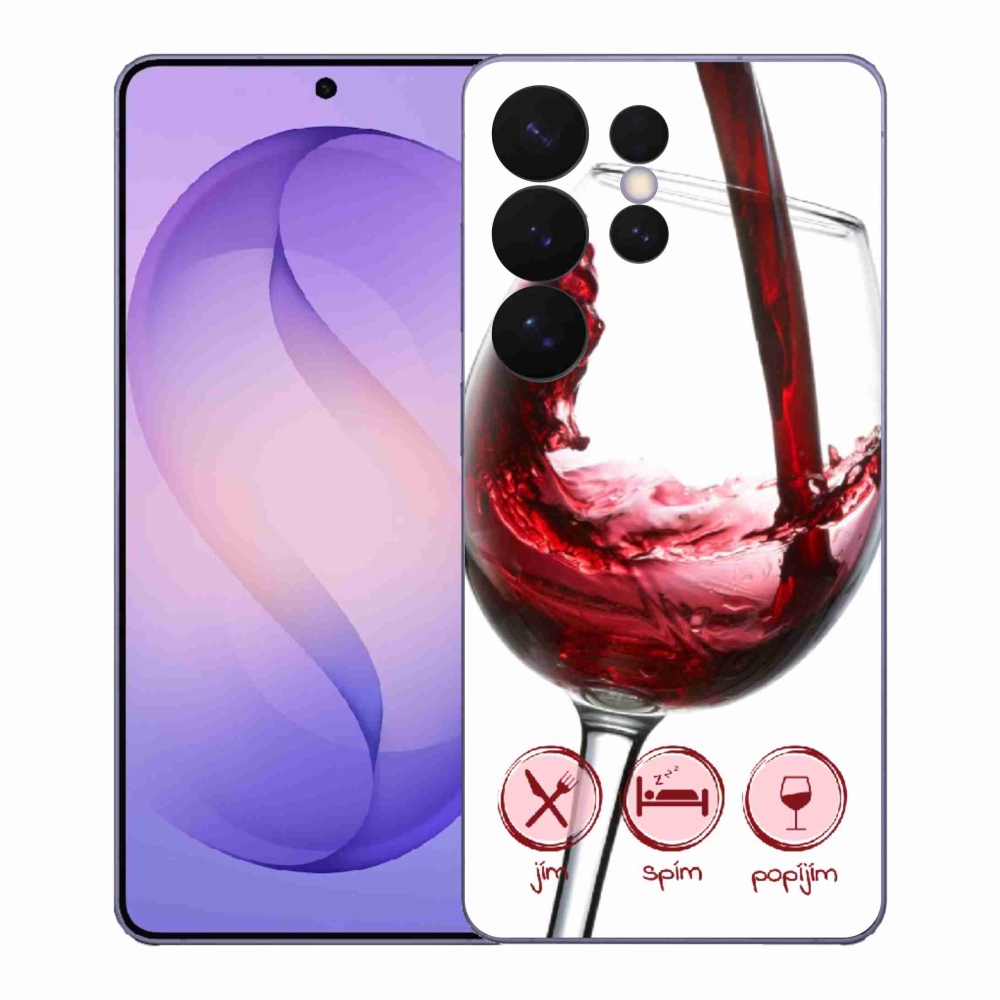 Gelový kryt mmCase na Samsung Galaxy S26 Ultra - sklenička vína červené