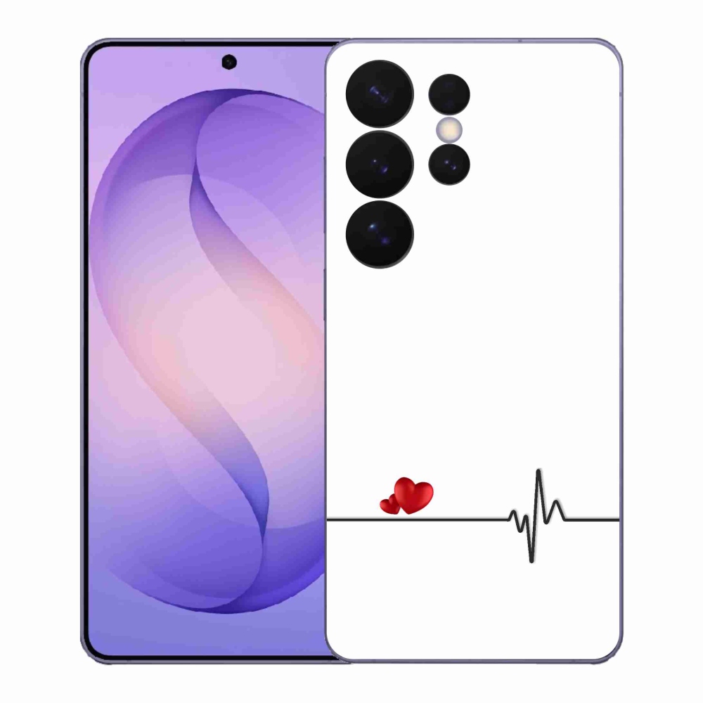 Gelový kryt mmCase na Samsung Galaxy S26 Ultra - srdce a tep bílé pozadí