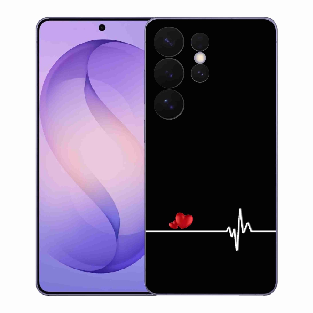 Gelový kryt mmCase na Samsung Galaxy S26 Ultra - srdce a tep černé pozadí