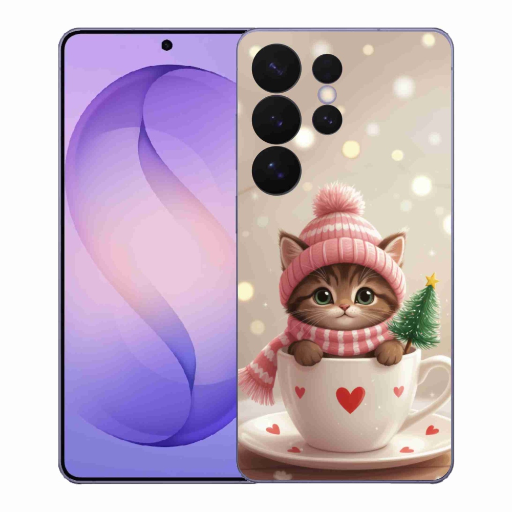 Gelový kryt mmCase na Samsung Galaxy S26 Ultra - vánoční kotě v hrnku