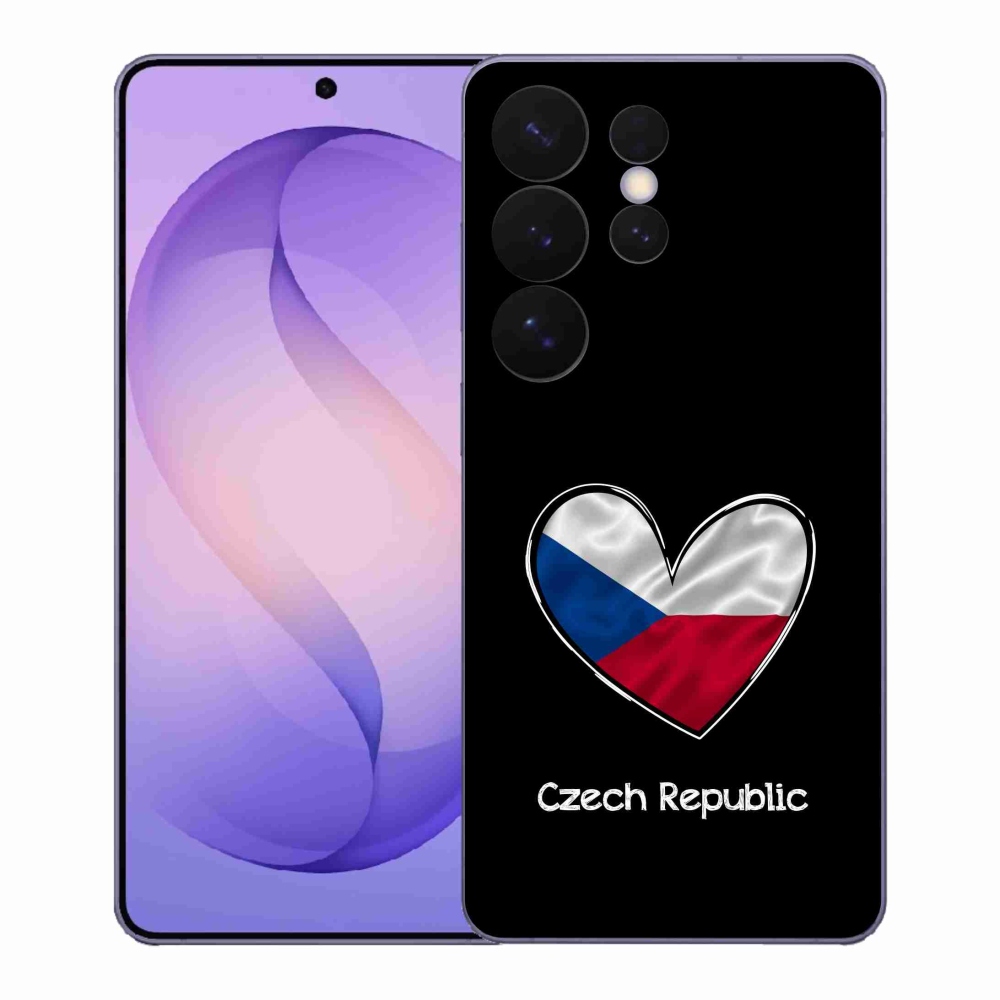 Gelový kryt mmCase na Samsung Galaxy S26 Ultra - vlajka srdce černé pozadí