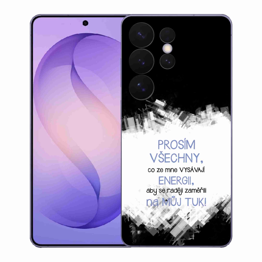 Gelový kryt mmCase na Samsung Galaxy S26 Ultra - vtipný text 1 modrý