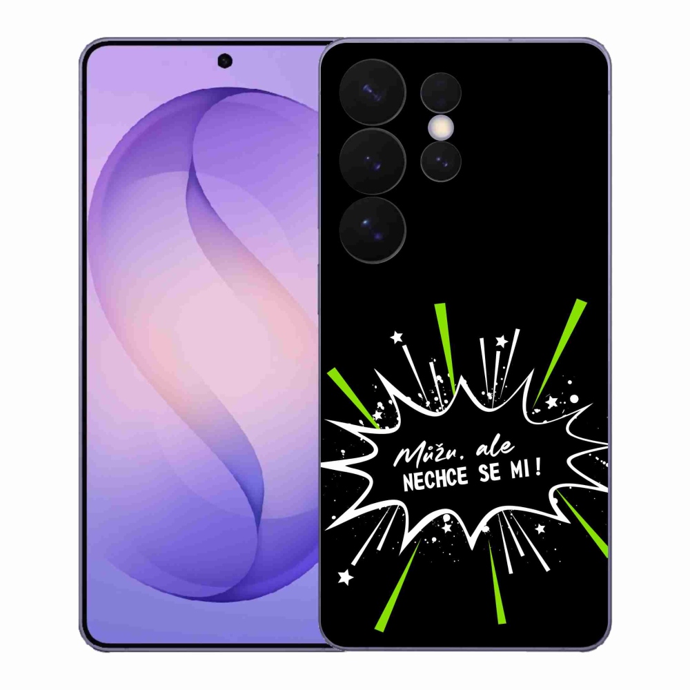 Gelový kryt mmCase na Samsung Galaxy S26 Ultra - vtipný text 11 černé pozadí