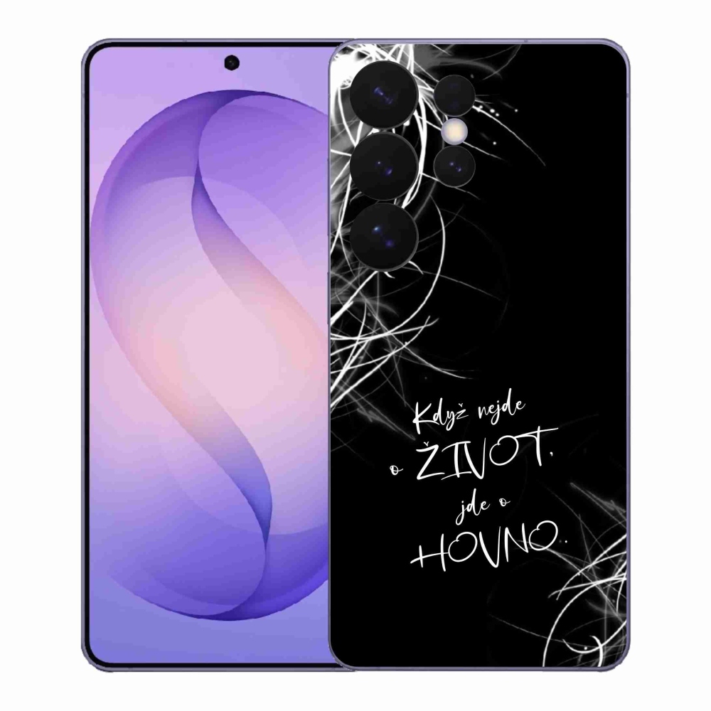 Gelový kryt mmCase na Samsung Galaxy S26 Ultra - vtipný text 16 černé pozadí