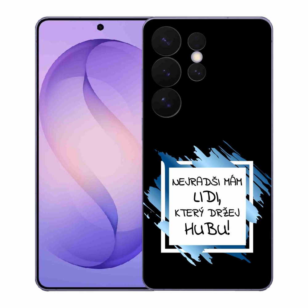 Gelový kryt mmCase na Samsung Galaxy S26 Ultra - vtipný text 7 bíločerné pozadí