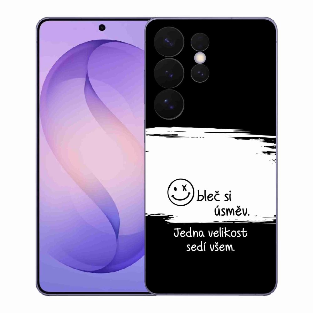 Gelový kryt mmCase na Samsung Galaxy S26 Ultra - vtipný text 8 bíločerné pozadí