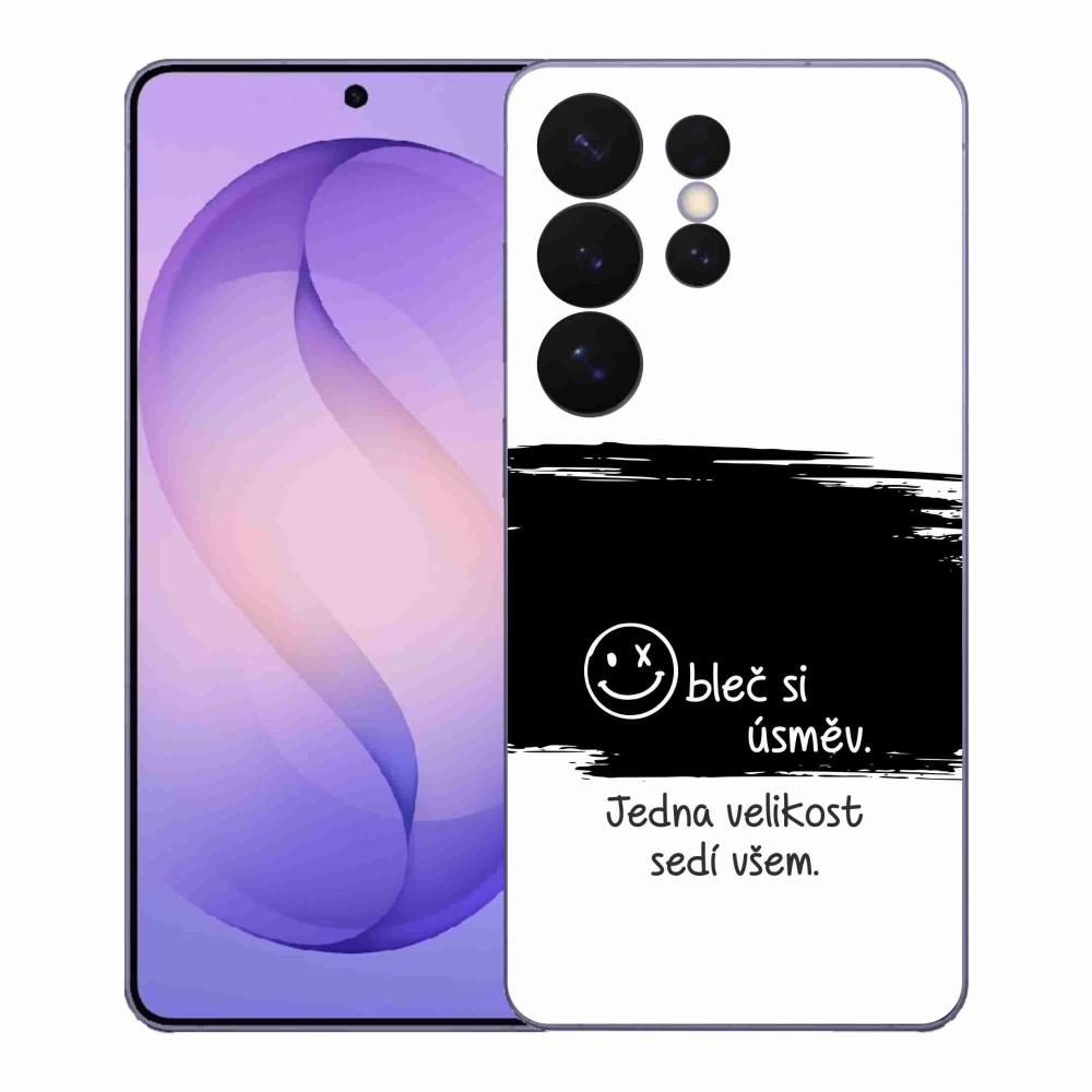 Gelový kryt mmCase na Samsung Galaxy S26 Ultra - vtipný text 8 černobílé pozadí