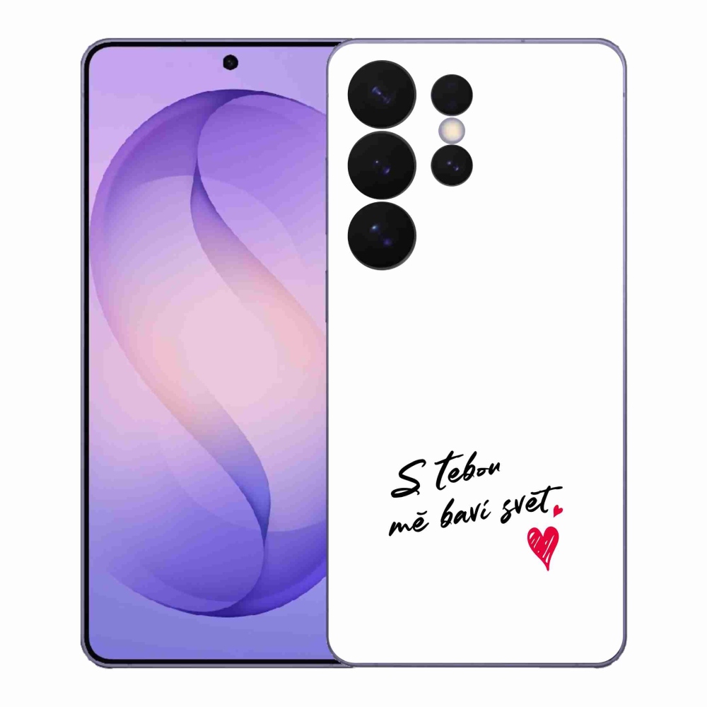Gelový kryt mmCase na Samsung Galaxy S26 Ultra - zamilovaný text 1 bílé pozadí
