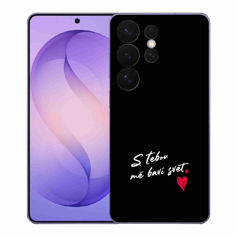 Gelový kryt mmCase na Samsung Galaxy S26 Ultra - zamilovaný text 1 černé pozadí
