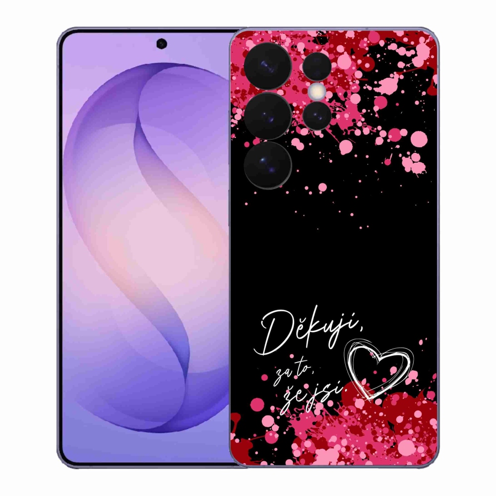 Gelový kryt mmCase na Samsung Galaxy S26 Ultra - zamilovaný text 2 černé pozadí