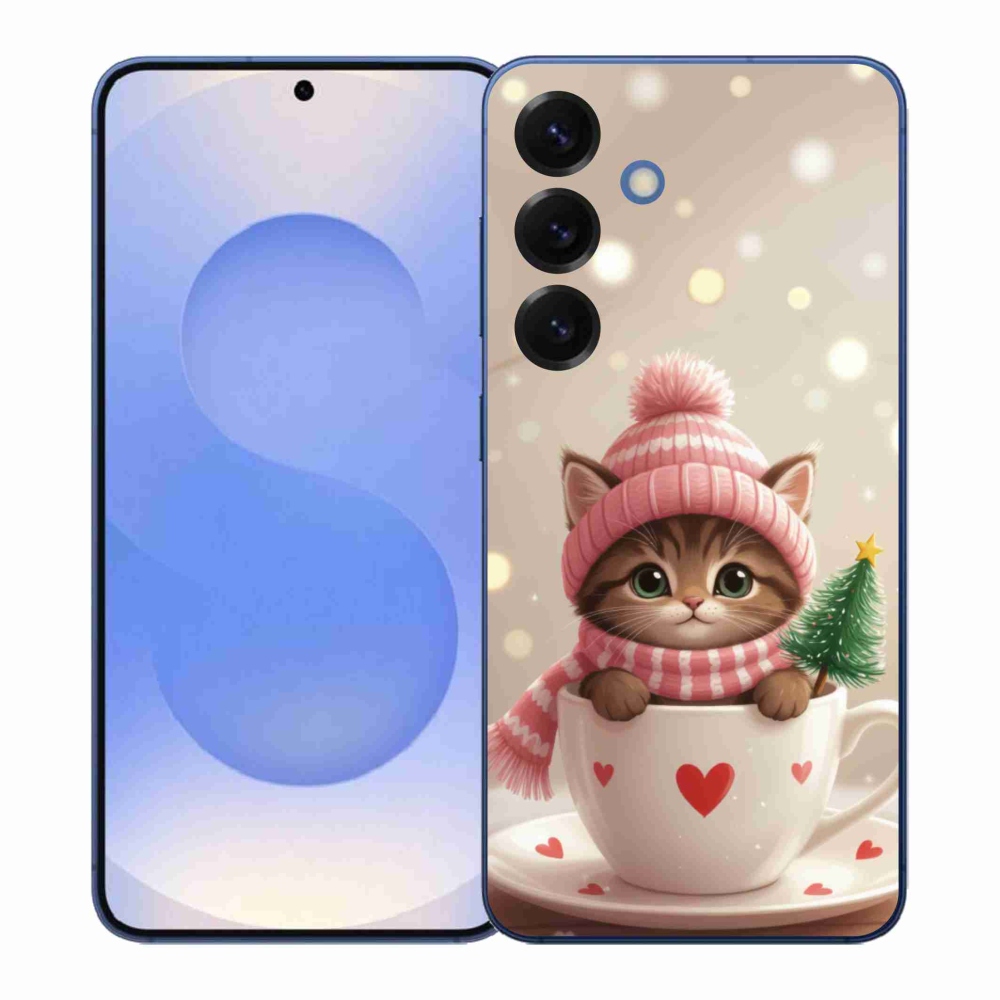 Gelový kryt mmCase na Samsung Galaxy S26+ - vánoční kotě v hrnku