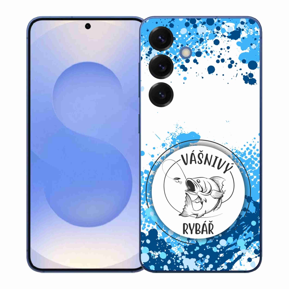 Gelový kryt mmCase na Samsung Galaxy S26+ - vášnivý rybář bílé pozadí