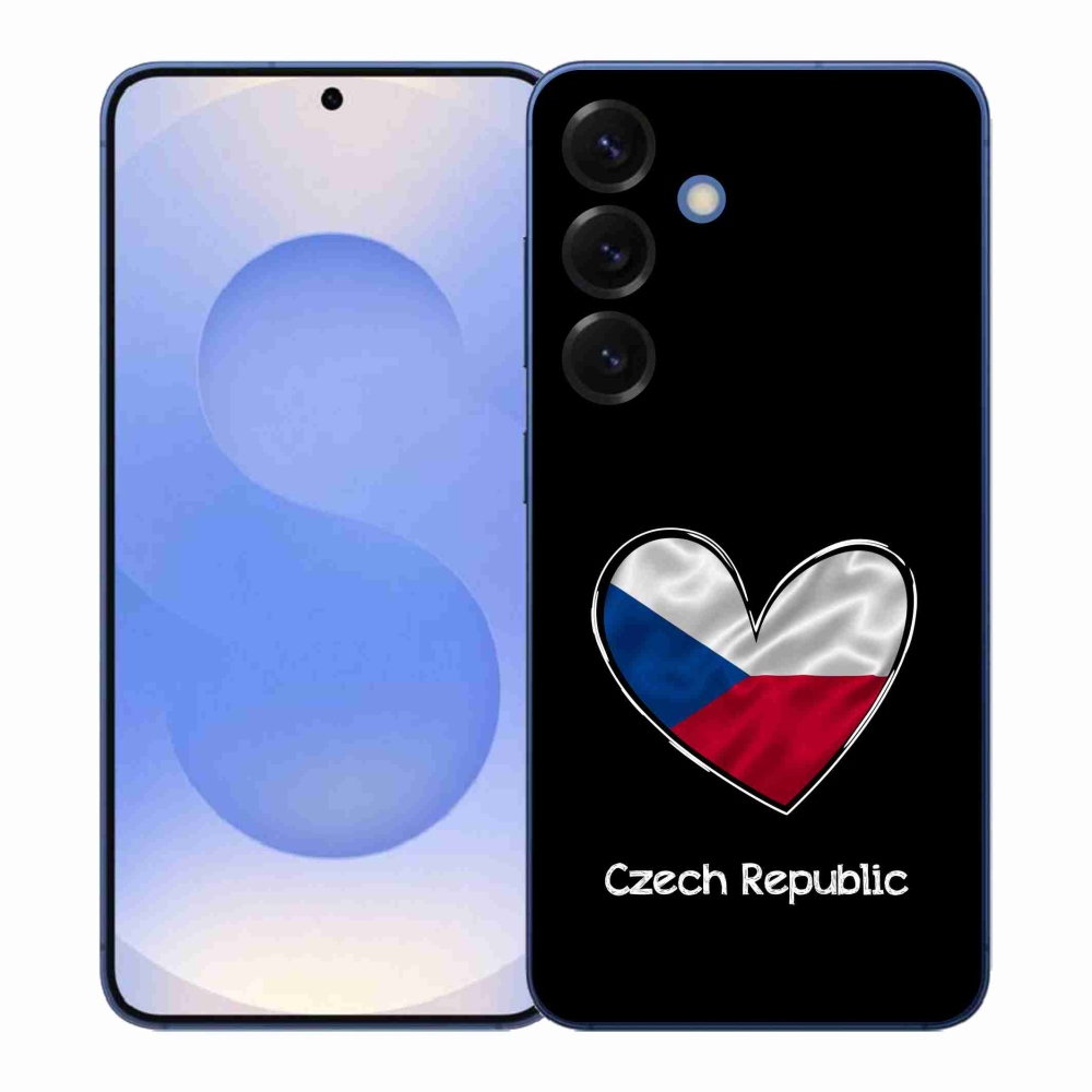 Gelový kryt mmCase na Samsung Galaxy S26+ - vlajka srdce černé pozadí