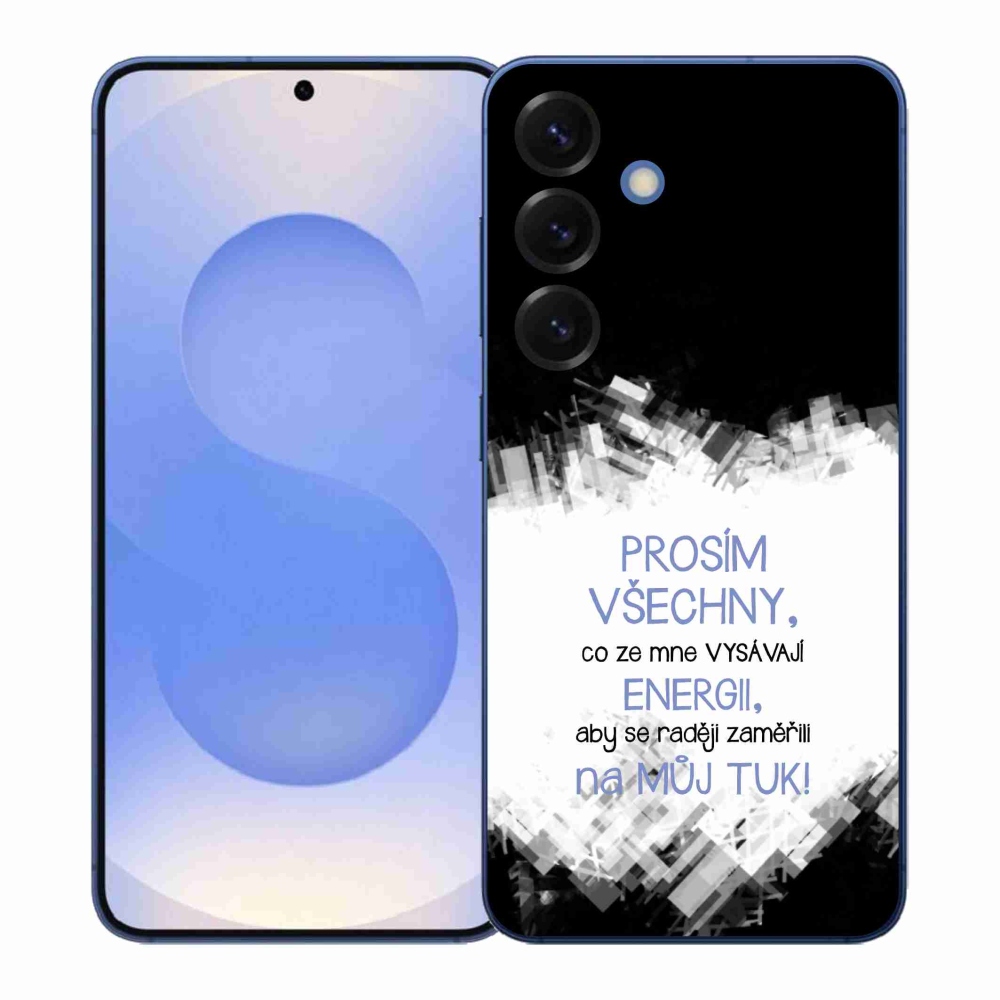 Gelový kryt mmCase na Samsung Galaxy S26+ - vtipný text 1 modrý