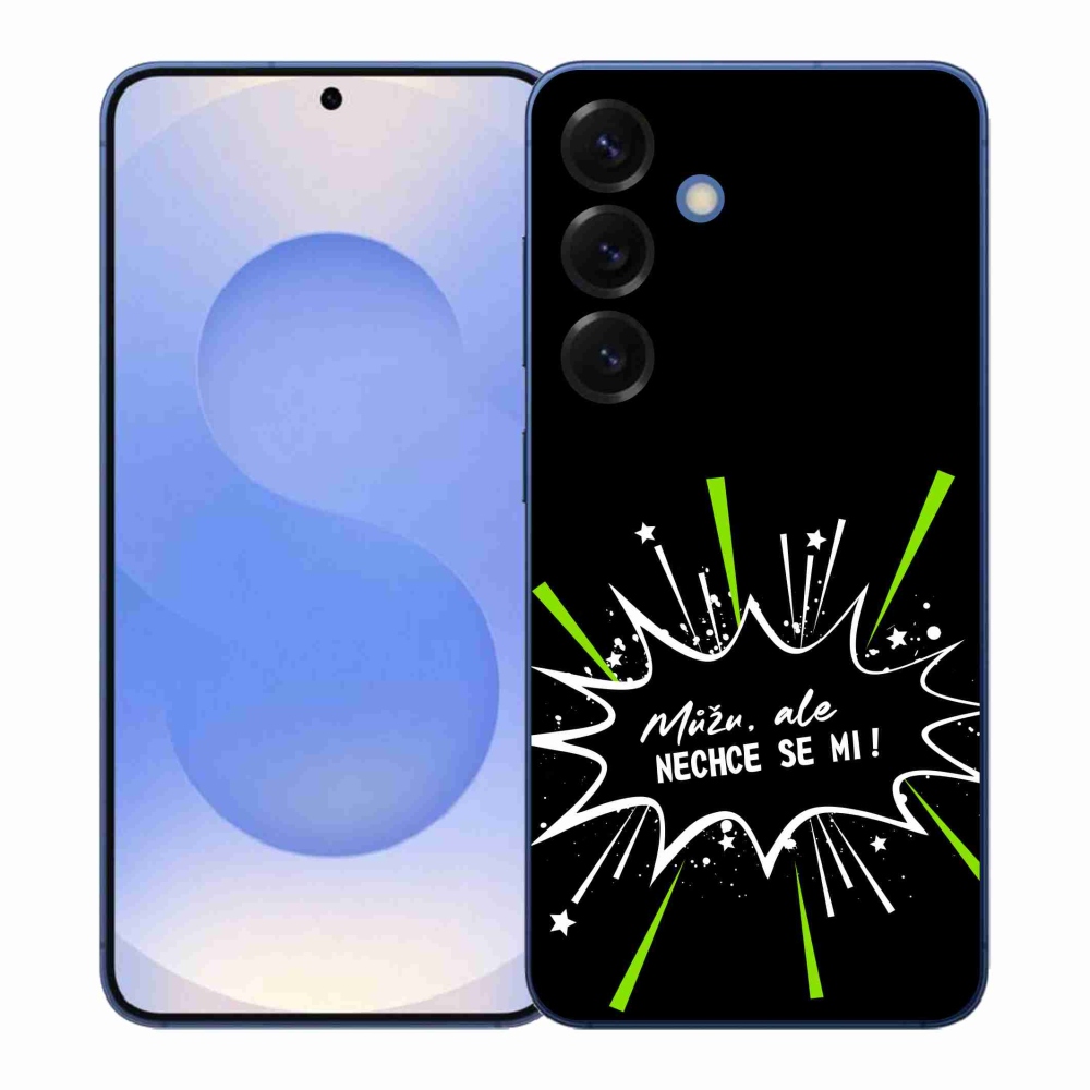 Gelový kryt mmCase na Samsung Galaxy S26+ - vtipný text 11 černé pozadí